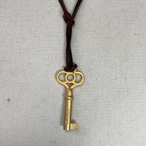 LUCK key leather necklace